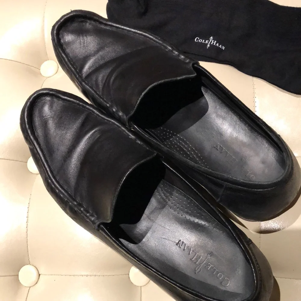 Cole Haan genuine leather black loafers slip on